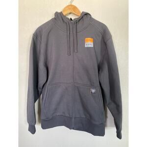 Ariat Men’s Rebar All-Weather Full-Zip Hoodie Gray Jacket Fleece Lining, Med